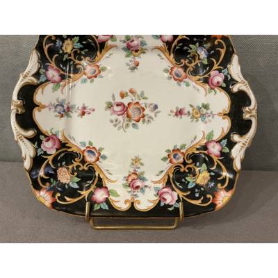 Plat à gâteaux en porcelaine de Vieux Paris d'époque 19 ème