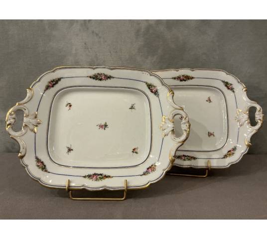 Paire de  plats à gâteaux en porcelaine de Vieux paris d'époque 19 ème