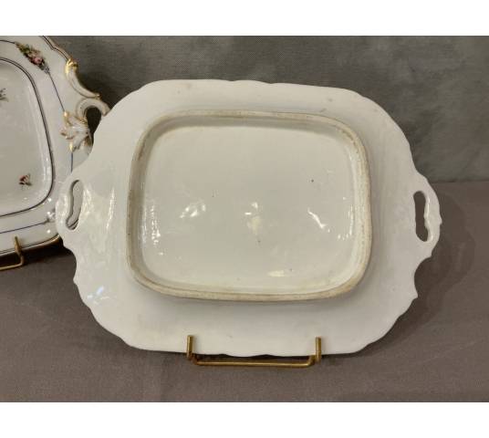 Paire de  plats à gâteaux en porcelaine de Vieux paris d'époque 19 ème