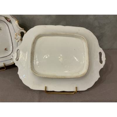 Paire de  plats à gâteaux en porcelaine de Vieux paris d'époque 19 ème