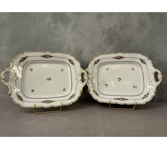 Paire de  plats à gâteaux en porcelaine de Vieux paris d'époque 19 ème