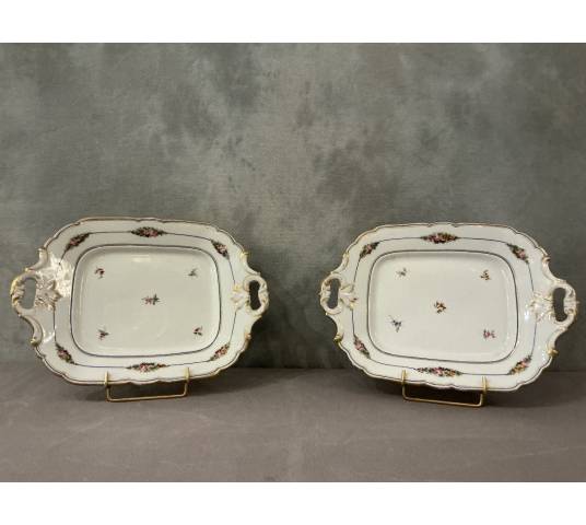 Paire de  plats à gâteaux en porcelaine de Vieux paris d'époque 19 ème