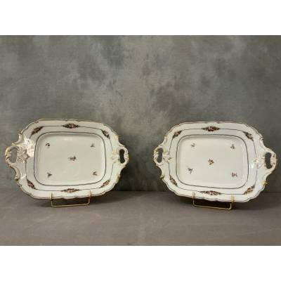 Pair of 19th-century porcelain cake plates from Vieux Paris