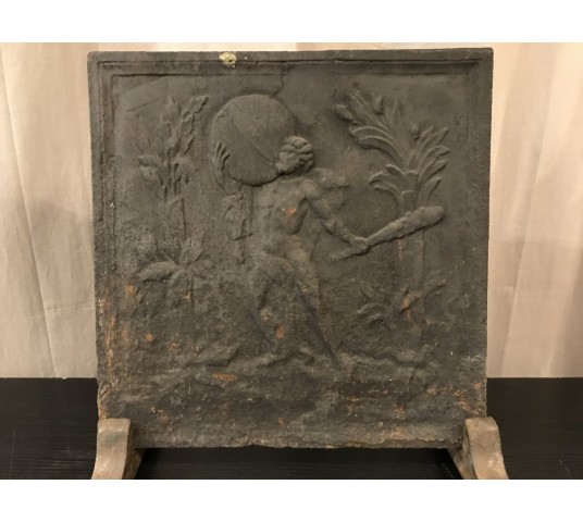 Plaque de cheminée ancienne en fonte d'époque ( fin 18 ème )