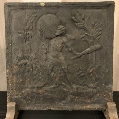 Antique cast iron fireback from the late ( 18th century )