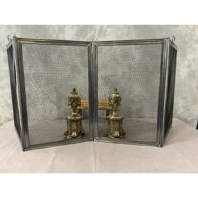 Pare feu de cheminée ancien en fer d'époque 19 ème