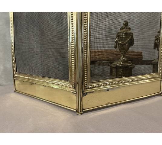 Antique Louis XVI style brass fireplace screen
