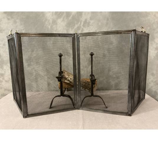Antique iron fireplace screen from the 19th century