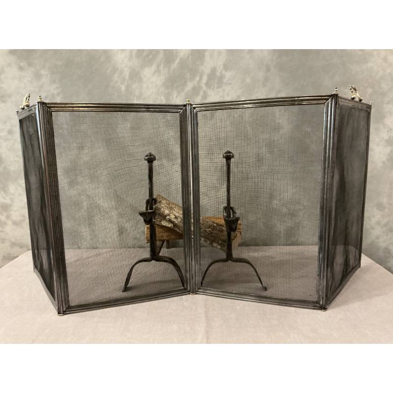 Antique iron fireplace screen from the 19th century