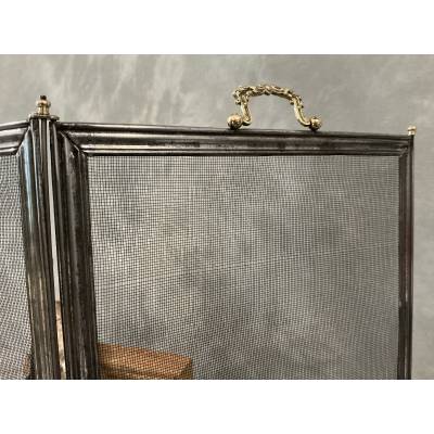 Antique iron fireplace screen from the 19th century