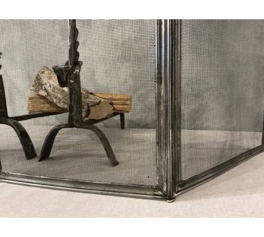 Pare feu de cheminée ancien en fer d'époque 19 ème