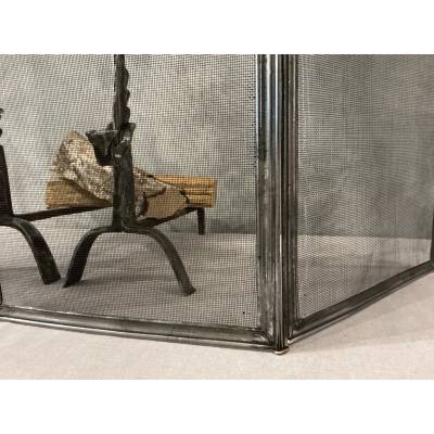 Antique iron fireplace screen from the 19th century