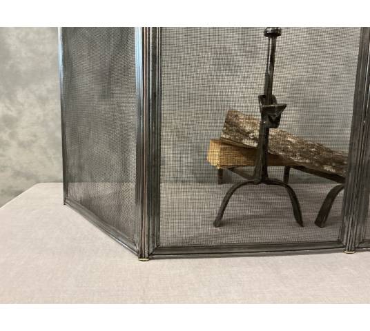 Pare feu de cheminée ancien en fer d'époque 19 ème