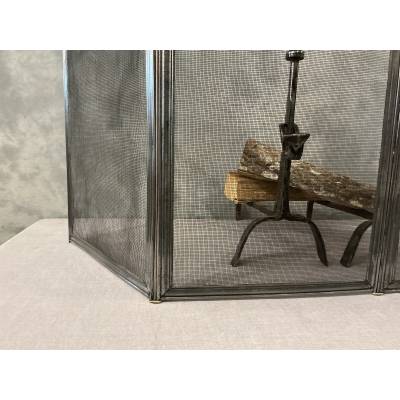 Antique iron fireplace screen from the 19th century