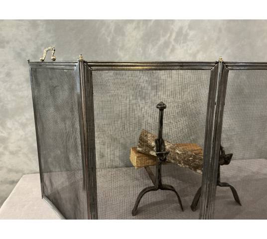 Pare feu de cheminée ancien en fer d'époque 19 ème