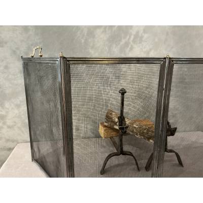 Antique iron fireplace screen from the 19th century