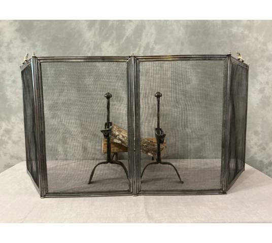 Antique iron fireplace screen from the 19th century