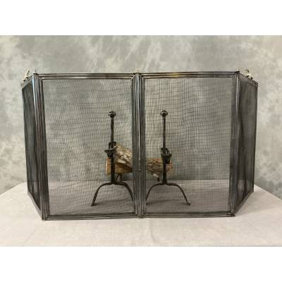 Antique iron fireplace screen from the 19th century
