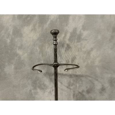 Serviteur de cheminée ancien en fer d'époque 19 ème