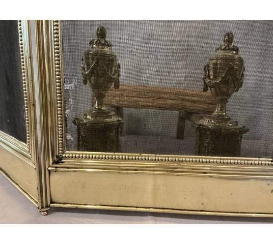 Petit pare feu ancien en laiton d'époque 19 ème de style Louis XVI