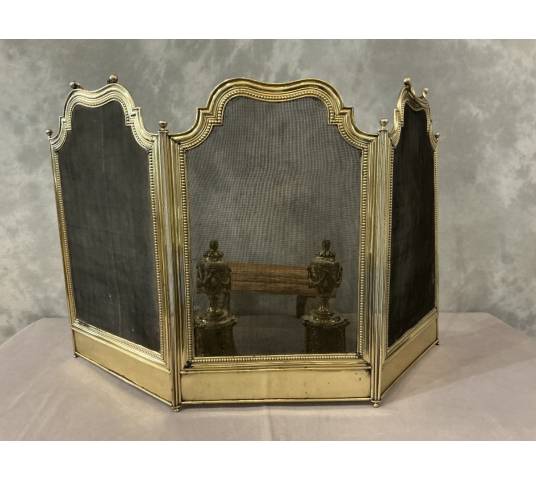 Petit pare feu ancien en laiton d'époque 19 ème de style Louis XVI