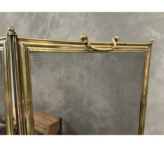 Pare feu de cheminée ancien en laiton d'époque 19 ème Louis Philippe