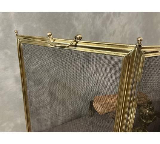 Pare feu de cheminée ancien en laiton d'époque 19 ème Louis Philippe