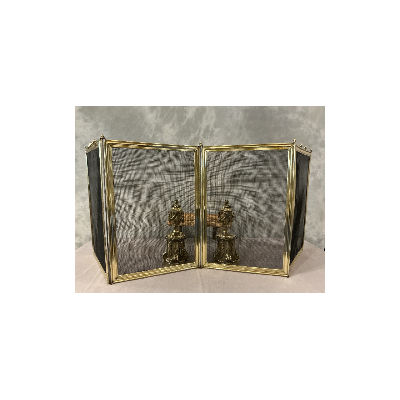 Pare feu de cheminée ancien en laiton d'époque 19 ème Louis Philippe