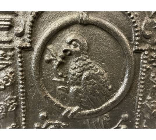 Plaque de cheminée ancien en fonte d'époque fin 17 ème