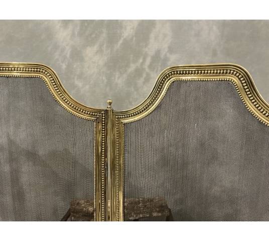 Pare feu de cheminée en laiton d'époque 19 ème de style Louis XVI