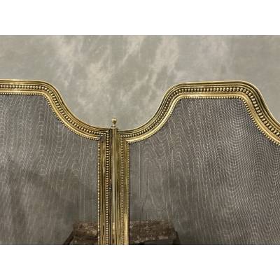 Pare feu de cheminée en laiton d'époque 19 ème de style Louis XVI