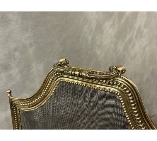 Pare feu de cheminée en laiton d'époque 19 ème de style Louis XVI