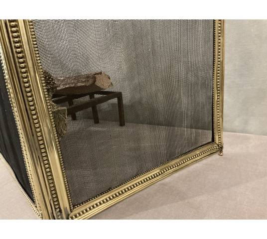 Pare feu de cheminée en laiton d'époque 19 ème de style Louis XVI