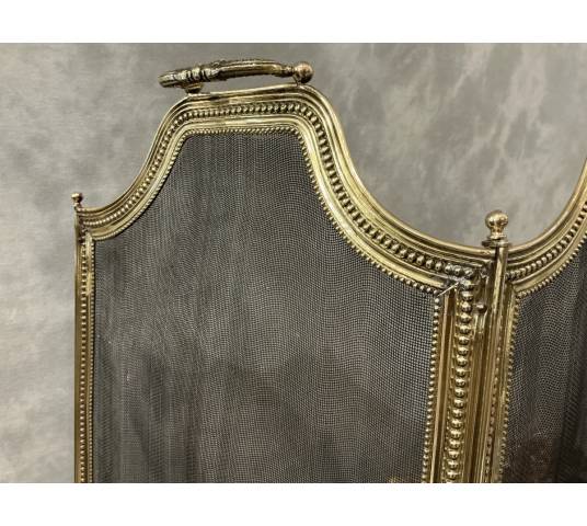 Pare feu de cheminée en laiton d'époque 19 ème de style Louis XVI