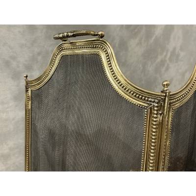 Pare feu de cheminée en laiton d'époque 19 ème de style Louis XVI