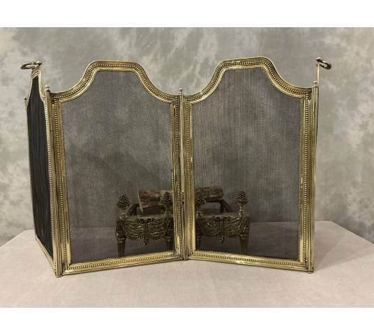 Pare feu de cheminée en laiton d'époque 19 ème de style Louis XVI