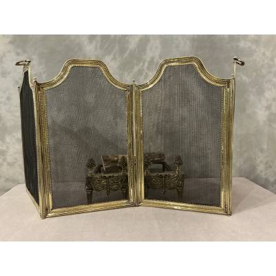 Pare feu de cheminée en laiton d'époque 19 ème de style Louis XVI