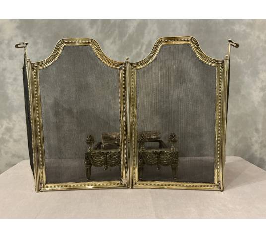 Pare feu de cheminée en laiton d'époque 19 ème de style Louis XVI