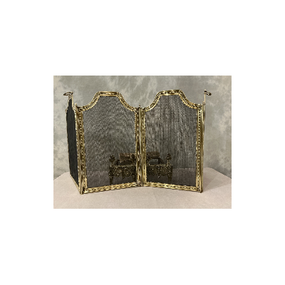 19th century brass fireplace screen in the Louis XVI style
