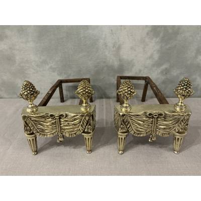 Pair of bronze and brass andirons from the 18th century