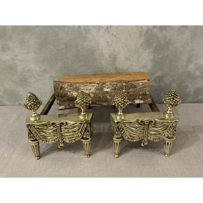 Pair of bronze and brass andirons from the 18th century