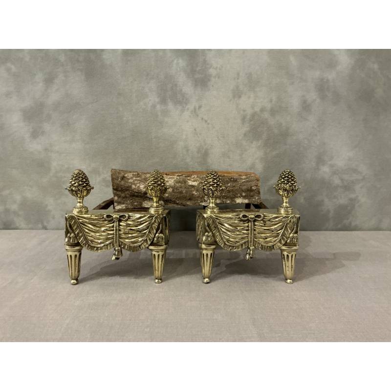 Pair of bronze and brass andirons from the 18th century