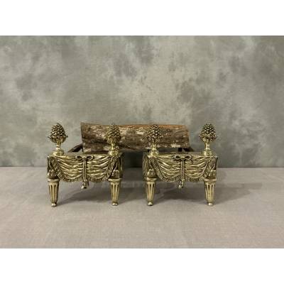 Pair of bronze and brass andirons from the 18th century