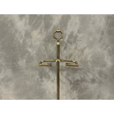 Serviteur de cheminée ancien en bronze et laiton d'époque 19 ème