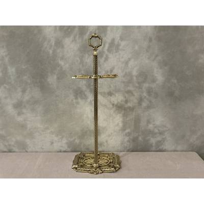 Serviteur de cheminée ancien en bronze et laiton d'époque 19 ème