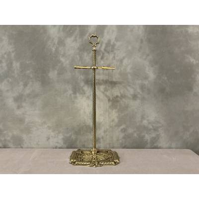 Serviteur de cheminée ancien en bronze et laiton d'époque 19 ème