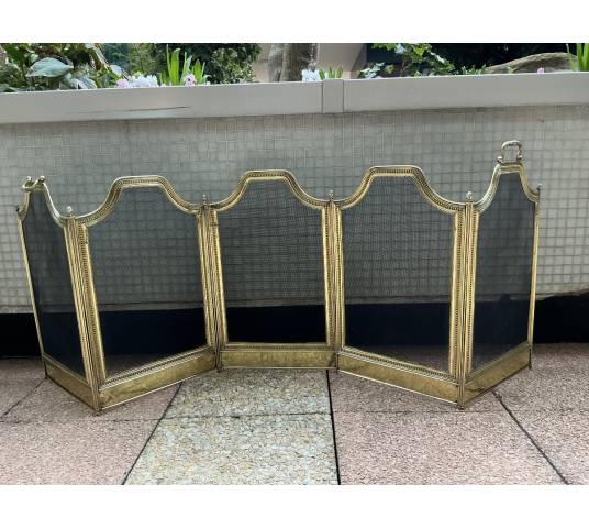 Large antique brass fireplace screen from the 19th century