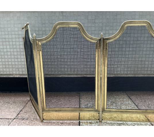 Large antique brass fireplace screen from the 19th century