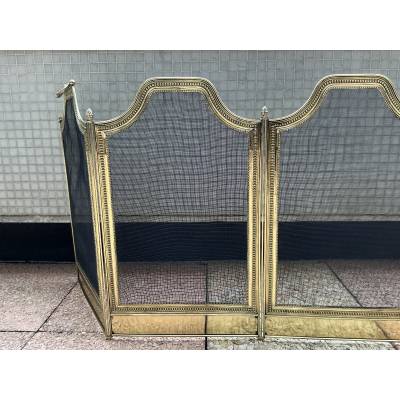Large antique brass fireplace screen from the 19th century
