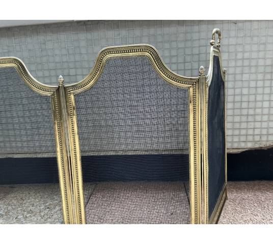 Large antique brass fireplace screen from the 19th century